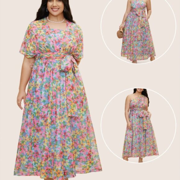 BloomChic Everywhere Dress - Colored Floral Belted Dress XL us 14 - Picture 1 of 9